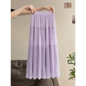 V.C.I | Elegant Waist Slimming Purple Chiffon Umbrella Skirt