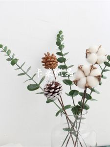 Bộ Hoa Giả Phong Cách Scandinavia Cotton Eucalyptus Pinecone Trang Trí Phòng Khách Chụp Ảnh Bó Hoa Khô Đồ Trang Trí Nhà