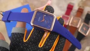 Box Exclusive Jam Tangan Guess Persegi Panjang VA-564RA / Jam Tangan Fashion Wanita Tali Rubber Diameter 32cm