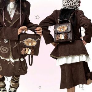 กระเป๋าเป้สะพายหลังผู้หญิงสไตล์ Y2K กระเป๋าใส่หนังสือขนาดเล็กแบบมินิ กระเป๋าสะพายไหล่แบบมีซิปปิด กระเป๋าสะพายฤดูใบไม้ร่วงและฤดูหนาวแบบลำลอง