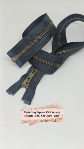 Resleting Jaket YKK Gigi Besi Hitam Bakar Panjang 60 cm Open End Buka Lepas Harga Per Biji - ATG
