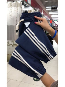 กางเกงวอร์มผู้หญิงผ้าฝ้ายแท้ทรงฮาเร็มเอวสูงทรงสลิมฟิตสไตล์เกาหลี กางเกงขายาวทรงหลวมสไตล์ฮาราจูกุ