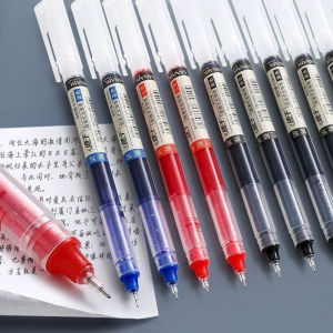 10PCS Rolling Ball Pens Set Quick Dry Ink 0.5mm Extra Fine Point Pens Black/Blue/Red Liquid Ink Gel Pens for School Art Supplies