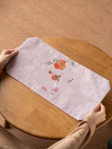 New Chinese Style Zen Tea Mat Waterproof Dry Foam Pad Double Sided Hand Drawn Illustration Traditional Double Cherry Blossom Cloud Silk