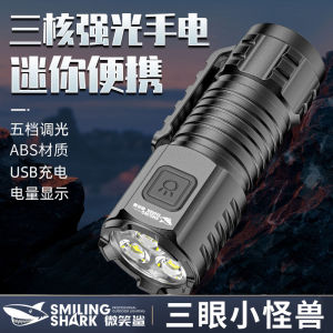 Smiling Shark Three-Eyed Monster C-Port Rechargeable Mini Torch: A Super Bright Outdoor Waterproof LED Light