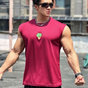 เสื้อกั๊กผ้าตาข่ายระบายอากาศแห้งเร็วสำหรับผู้ชาย GYM ARM ทรงสปอร์ตเทรนนิ่ง แขนกุด ทรงหลวม ทรงปกติ ฤดูร้อน 2024