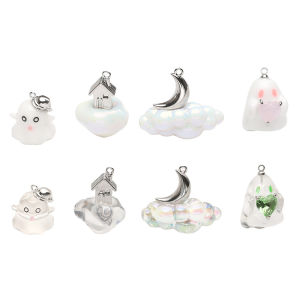 1พีซีเรซิ่นที่มีโลหะผสมเพทายสีขาวใสผีจี้ลูกปัดที่มีเสน่ห์สำหรับการทำเครื่องประดับสร้อยคอพวงกุญแจเครื่องประดับ DIY