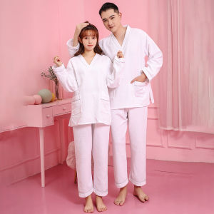 100% Pure Cotton Thickened Long Sleeve Sauna Suit Mens Massage Clothes Warm Long Pants Large Size Womens Sweat Steam Suit