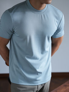 Comfortable Modal Cotton Blend Short Sleeve T-Shirt Mens Fashion Urban Style All-Season Solid Color Base Layer Top TX1010