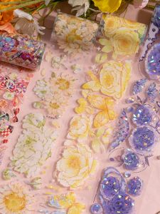 Handmade Paper Tape Floral Landscape Guka Flow Hemp Shell Crystal And Paper DIY Material Sticker Assorted Width 6cm