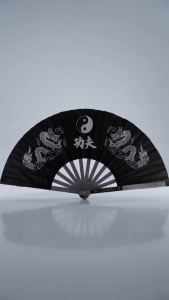 Stainless Steel Tai Chi Martial Arts Kung Fu Dance Practice Training Performance Fan Black