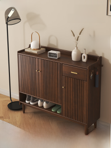 Solid Wood Shoe Cabinet Home Doorway Large Capacity Entrance Cabinet outside the Corridor New Arrival Chinese Shoe Cabinet Grille Breathable