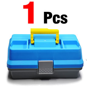 1Pc 3-Tier Portable Plastic Fishing Tackle Box Large Capacity Hardware Storage Organizer with Removable Dividers for Lures Hooks