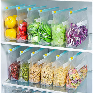 20PCS Thickened Transparent Fresh-Keeping Bag Reusable Food Storage Bag with Zipper Waterproof Anti-Odor Ziplock Bag Frozen Fresh-Keeping Bag Container S/M/L