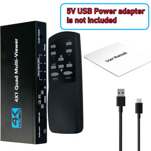 4K HDMI Quad Screen Multiviewer 4x1 1080P 4 in 1 out HDMI Multi Viewer Seamless Switcher 5 Display Modes for Camera Laptop PC TV