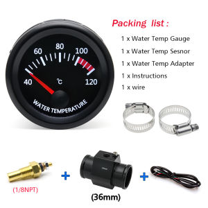 RYSJM | 52mm Car Water Temp Gauge LCD Digital Temperature Sensor 1/8NPT Thermometer Joint Pipe 40-120℃ with White LED Moto For 12V24V