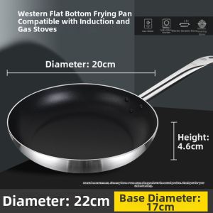 BAICHANG | Non-stick Flat Pan for Steak Crepe Omelette Compatible with Gas Electric Stove