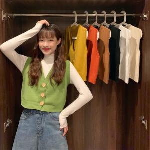 เสื้อกั๊กถักสั้นผู้หญิงฤดูใบไม้ผลิและฤดูใบไม้ร่วง 2024 ใหม่ ชุดชั้นในสไตล์ญี่ปุ่น ชุดชั้นในผู้หญิง ชุดชั้นในฤดูใบไม้ร่วงและฤดูหนาว