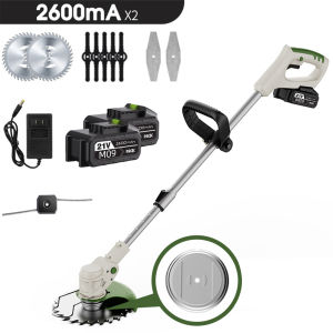 Cordless Electric Lawn Mower Lawn Trimmer Adjustable Length Lawn Mower Home Gardening Tools Suitable for Lawn Gardening Trimming 21V Battery