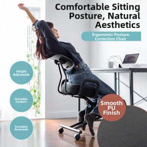Sanwa Supply | Posture Correction Chair Elevatable Mobile Kneeling