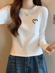 White Slim Fit Womens Base Shirt Long Sleeve Top Inner Wear Early Autumn Fashionable Maturity T-Shirt Cotton Spandex Blend