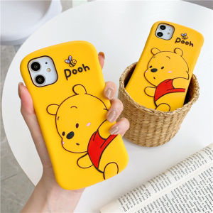 For iPhone 14 13 Pro Max 12 11 Pro 12 13 mini XS Max X XR 6 6s 7 8 14 Plus 3D Cute Cartoon Winnie the Pooh Phone Case Soft Silicone Cover