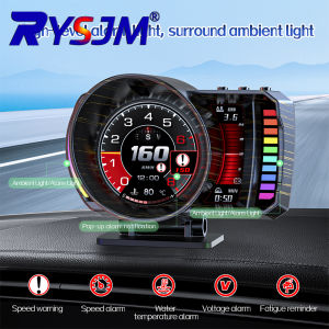 RYSJM | P28 OBD+GPS+RGB Heads Up Display Overspeed Warning Fatigue Driving Reminder with 15 Languages Gesture Switching Page