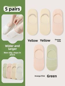 JINGCHI | Large Size Womens Socks 41-43 Pure Cotton Sweat Absorbent Summer Thin Invisible Boat Socks Anti-slip Not Fall Off Crystal Stream