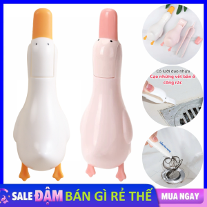 Dụng Cụ Gắp Rác Kẹp Rác 2 Đầu Hình Vịt Dán Tường - Nhíp Cọ Que Gắp Rác 2 Trong 1 Xẻng Loại Bỏ Vết Bẩn - Kẹp Gắp Tóc 2IN1 Chống Tắc Nghẽn Có Lỗ Thoát Nước