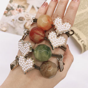 My Natural Korean Love Pearl Elastic Hairband 韩式珍珠爱心发圈发饰