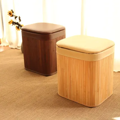 WEICHI | Rustic Style Bamboo & Wood Storage Bench