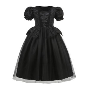 Halloween Costume For Kids Black Witch Dress Fancy Role Playing Costume Carnival Party Stage Performance Girls Gown Outfit