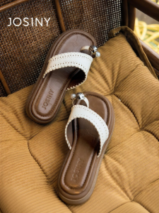 Josiny | Woven Flat Open-Toe Sandals Pearl