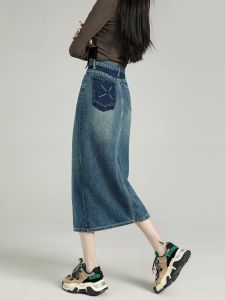 True Weave High เอว ทรงเอ Mini กระโปรง ผู้หญิง ฤดูใบไม้ผลิ ฤดูร้อน พรางหุ่น เดนิม กระโปรง S สะโพก ครอบคลุมความยาวปานกลางครึ่ง กระโปรง S