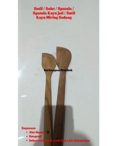 Spatula Kayu Jati Asli (Ecer) Ukuran 35 Cm Tahan Panas Kualitas Premium miring Sedang