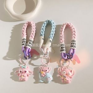 Sturdy Durable Cartoon Steezy Phone Case Charm Short Nylon Braided Lanyard Keychain Popular Cute Female Style Bracelet