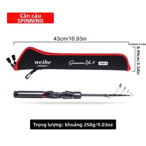 Weihe FISHING | Cần Câu Tay Cần Câu Cá Bằng Sợi Carbon Thu Gọn Thế Hệ Thứ 2 WEIHE Câu Cá Suối Nhỏ Câu Cá Miệng Ngựa Lực 1-6lb Dùng Cho Sông Hồ Chứa Ao Hồ.