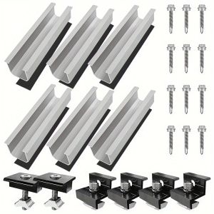 Solar Panel Mounting Rail Kit PV Module Bracket Mid End Clamp Solar Flat Roof Mount Brackets For Install 30/35mm Solar Panel