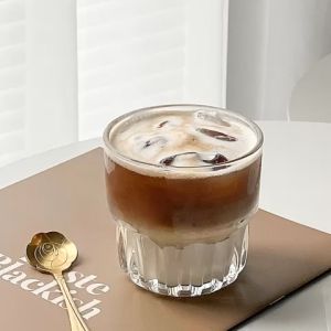 Ly Thuỷ Tinh / Ly Sọc Ngấn SKHF250 / Cốc Thuỷ Tinh Đáy Khía Sọc 2 Tầng Dùng Uống Cà Phê Sinh Tố 250ML