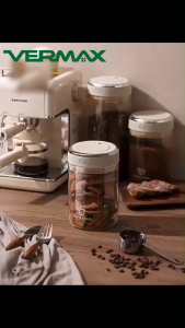 VERMAX Coffee Cans Sealed Coffee Storage Canister with Adjustable Freshness Timer – Preserve Coffee Freshness for more Days Glass Jar for Coffee & Food Leak-Proof Design 0.5L & 1.1L & 1.7L