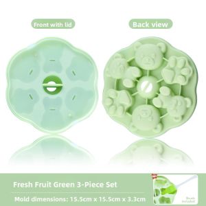 BAKULI | Baby Food Silicone Molds for Steamed Cakes Bear Shape Set