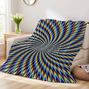 Beast Kingdom | Radiating Optical Swirl Printed Blanket Suitable For Sofa Beds Offices Travel Camping Chairs Warm Woolen Blankets