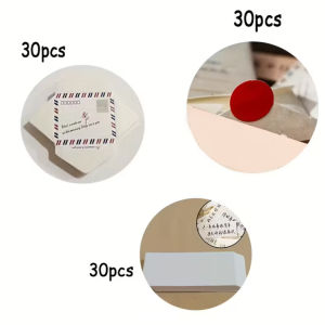 90Pc Elegant Mini Envelope Set with Red Seal - Cute Stamps and Heart/Round Label Designs - White Background with Blue and Red Borders Self-Adhesive Closure Suitable for Weddings Valentines Day Mothers Day Graduation Back to School Season - Pre-W...