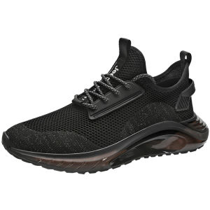 Jeep | Jeep Mens Running Shoes Breathable Anti-slip Shock Absorption Fly Knit Air Cushion Sports Shoes Lightweight Outdoor Casual Sneakers