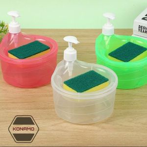 Tempat Sabun Bulat 1000ml + Spons Cuci Piring (2in1) Dispenser Sabun Cair Botol Soap