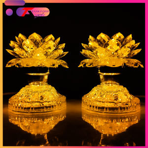 [Giá một cặp] Đèn thờ Hoa Sen 2 Tầng LED màu vàng gold để bàn thờ Phật Tổ Tiên chưng bàn thờ đẹp trang trí tủ thờ [TMS-20Y]