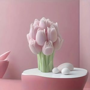 3D Hoa Tulip Bó Hoa Khuôn Silicon Cho DIY Nến Thơm Xà Phòng Handmade TRANG TRÍ Quà Cưới Hình Hoa Nến Khuôn 10.7Cm X 7.5Cm