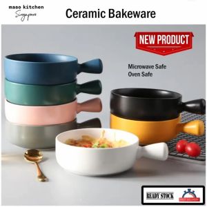 Ceramic Pot - Bowl with Handle for Oven Roasting Baking Small Casserole Bakeware