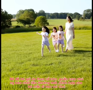 Quần đùi karo cho bé gái dáng quần rộng thoải mái cho bé.QL13