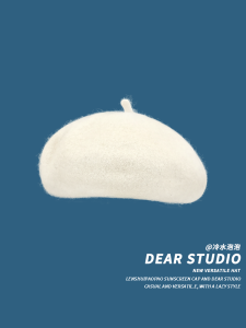 K-style Solid Color Wool Minimalist Beret Childrens Autumn and Winter Sweet Retro Easy Matching Face-Looking Little Painter Beret